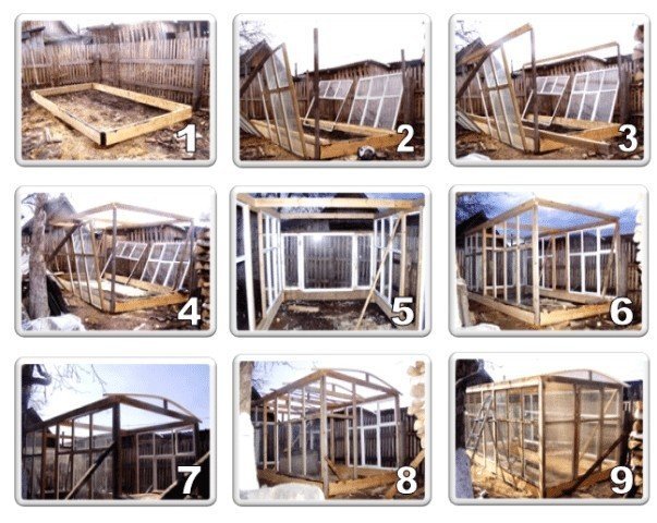 Постройка теплицы из старых оконных рам